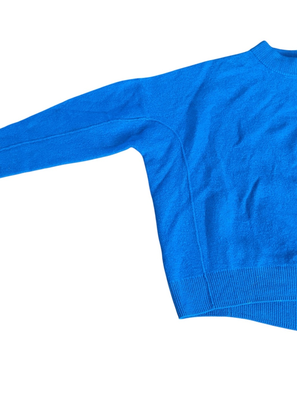 COS Oversized Boiled Wool Sweater L Cobalt Blue Crewneck Minimalist Seam Detail - Picture 8 of 9